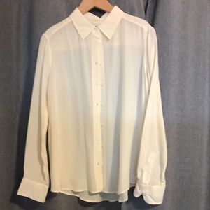Uniqlo Beige Silk Button Down Sz M